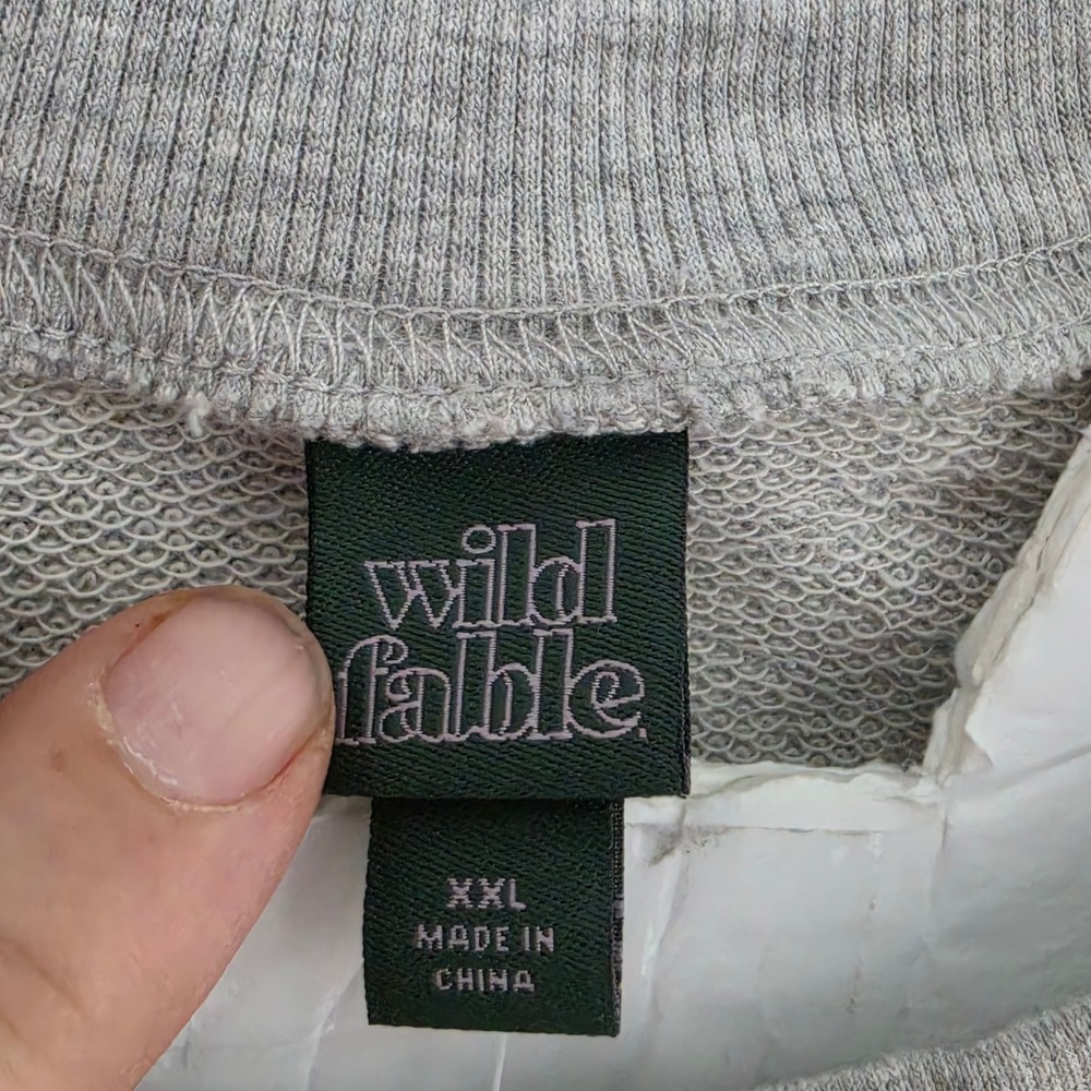 Wild Fable Heathered Grey Cropped Short Sleeve Sweatshirt XXL Raw Hem Crewneck - Picture 7 of 7